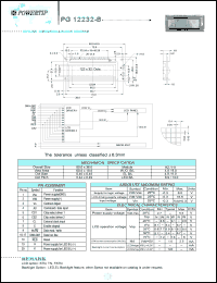 PG12232-B datasheet: 122x32 dots; dot size:0.40 x 0.45mm; dot pitch:0.44 x 0.49mm; LCD monitor PG12232-B