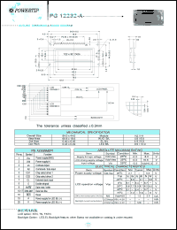 PG12232-A datasheet: 122x32 dots; dot size:0.40 x 0.45mm; dot pitch:0.44 x 0.49mm; LCD monitor PG12232-A