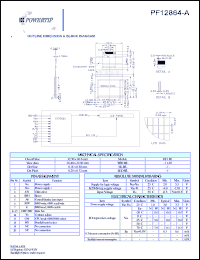 PF12864-A datasheet: 128x64 dots; dot size:0.18 x 0.30mm; dot pitch:0.20 x 0.32mm; LCD monitor PF12864-A