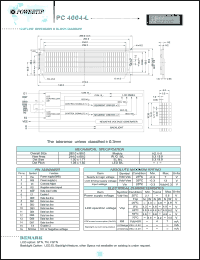 PC4004-L datasheet: 4 lines; 40 characters; dot size:1.0 x 1.77; dot pitch:1.05 x 1.82; LCD monitor PC4004-L