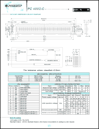 PC4002-C datasheet: 2 lines; 40 characters; dot size:0.60 x 0.65; dot pitch:0.65 x 0.70; LCD monitor PC4002-C