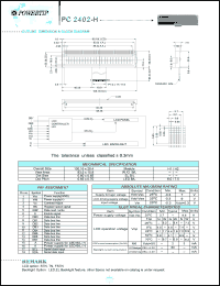 PC2402-H datasheet: 2 lines; 24 characters; dot size:0.60 x 0.65; dot pitch:0.65 x 0.70; LCD monitor PC2402-H