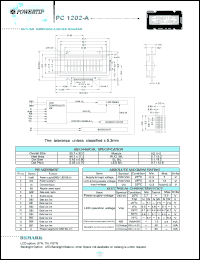 PC1202-A datasheet: 2 lines; 12 characters; dot size:0.45 x 0.60; dot pitch:0.55 x 0.70;  LCD monitor PC1202-A