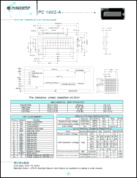 PC1002-A datasheet: 2 lines; 10 characters; dot size:0.40 x 0.45; dot pitch:0.44 x 0.49;  LCD monitor PC1002-A