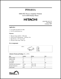 PF01411A datasheet: Power MOSFET RF amplifier module PF01411A