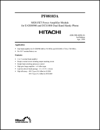 PF08103A datasheet: Power MOSFET RF amplifier module PF08103A