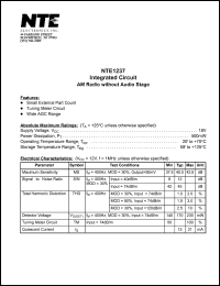 NTE1237 datasheet: Integrated circuit. AM radio without audio stage. NTE1237