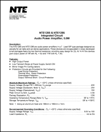 NTE1285 datasheet: Integrated circuit. Audio power amplifier, 5.8W. NTE1285