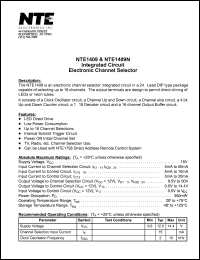 NTE1409N datasheet: Integrated circuit. Electronic channel selector. NTE1409N