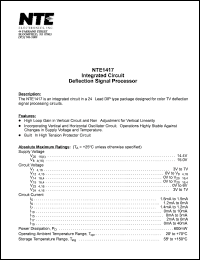 NTE1417 datasheet: Integrated circuit. Deflection signal processor. NTE1417