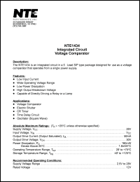 NTE1434 datasheet: Integrated circuit. Voltage comparator. NTE1434