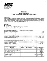 NTE15002 datasheet: Integrated circuit. Color TV vertical deflection output circuit. NTE15002
