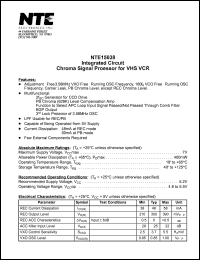 NTE15038 datasheet: Integrated circuit. Chroma signal processor for VHS VCR. NTE15038