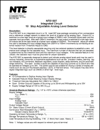 NTE1507 datasheet: Integrated circuit. 10-step adjustable analog level detector. NTE1507