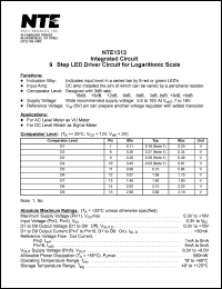 NTE1513 datasheet: Integrated circuit. 9-step LED driver for logarithmic scale. NTE1513