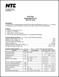 NTE1529 datasheet: Integrated circuit. Dual OP amplifier. NTE1529