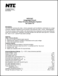 NTE1547 datasheet: Integrated circuit. Video chroma deflection system for color TV. NTE1547