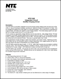 NTE1549 datasheet: Integrated circuit. Dot/bar display driver. NTE1549