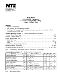 NTE16006 datasheet: Silicon NPN transistor. Low frequency output amp. High current gain. NTE16006