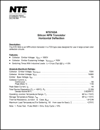 NTE163A datasheet: Silicon NPN transistor. Horizontal deflection. NTE163A