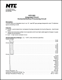 NTE1683 datasheet: Integrated circuit. Horizontal/vertical processing circuit. NTE1683