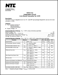 NTE1713 datasheet: Integrated circuit. Line noise canceller for VCR. NTE1713