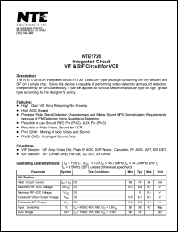 NTE1728 datasheet: Integrated circuit. VIF & SIF circuit for VCR. NTE1728