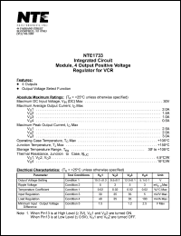 NTE1733 datasheet: Integrated circuit. Module, 4 output positive voltage regulator for VCR. NTE1733