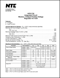 NTE1735 datasheet: Integrated circuit. Module, 3 output positive voltage regulator for VCR. NTE1735