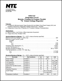 NTE1737 datasheet: Integrated circuit. Module, chopper & chopper parallel w/2 - output voltage regulator. NTE1737