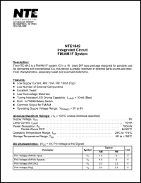 NTE1842 datasheet: Integrated circuit. FM/AM IF system. NTE1842