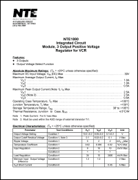 NTE1880 datasheet: Integrated circuit. Module, 3 output positive voltage regulator for VCR. NTE1880