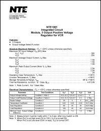 NTE1881 datasheet: Integrated circuit. Module, 3 output positive voltage regulator for VCR. NTE1881