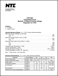 NTE1883 datasheet: Integrated circuit. Module, 3 output positive voltage regulator for VCR. NTE1883