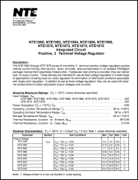 NTE1962 datasheet: Integrated circuit. Positive 3 terminal voltage regulator, 6.0V, 0.5A. NTE1962