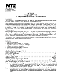 NTE2028 datasheet: Integrated circuit. 7-segment high voltage decoder/driver. NTE2028