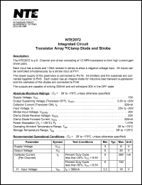 NTE2072 datasheet: Integrated circuit. Transistor array w/clamp diode and strobe. NTE2072