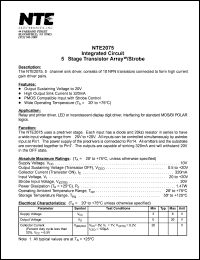 NTE2075 datasheet: Integrated circuit. 5-stage transistor array w/strobe. NTE2075