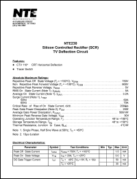 NTE230 datasheet: Silicon controlled rectifier (SCR). TV deflection circuit. NTE230