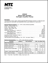 NTE232 datasheet: Silicon PNP transistor. Darlington amplifier, preamp. NTE232