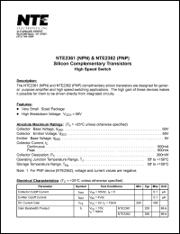 NTE2361 datasheet: Silicon complementary NPN transistor. High speed switch. NTE2361