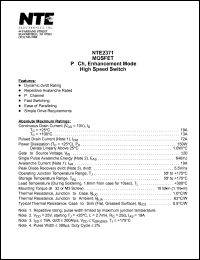 NTE2371 datasheet: MOSFET P-ch, enhancement mode. High speed switch. NTE2371