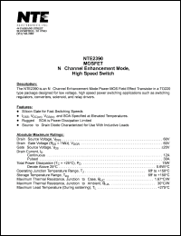 NTE2390 datasheet: MOSFET. N-channel enhancement mode, high speed switch. NTE2390