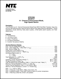 NTE2392 datasheet: MOSFET. N-channel enhancement mode, high speed switch. NTE2392