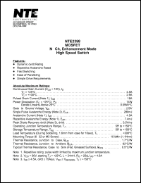 NTE2398 datasheet: MOSFET. N-channel enhancement mode, high speed switch. NTE2398