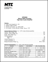 NTE2504 datasheet: Silicon NPN transistor. High gain audio amplifier. NTE2504