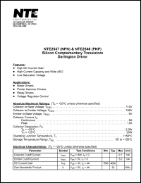 NTE2547 datasheet: Silicon complementary NPN transistor. Darlington driver. NTE2547