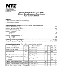 NTE2570 datasheet: Silicon complementary NPN transistor. High current switch. NTE2570