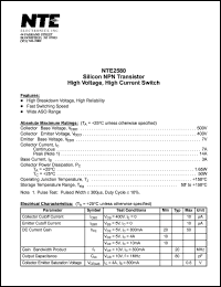 NTE2580 datasheet: Silicon  NPN transistor. High voltage, high current switch. NTE2580