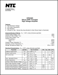 NTE2585 datasheet: Silicon NPN transistor. High voltage amplifier. NTE2585